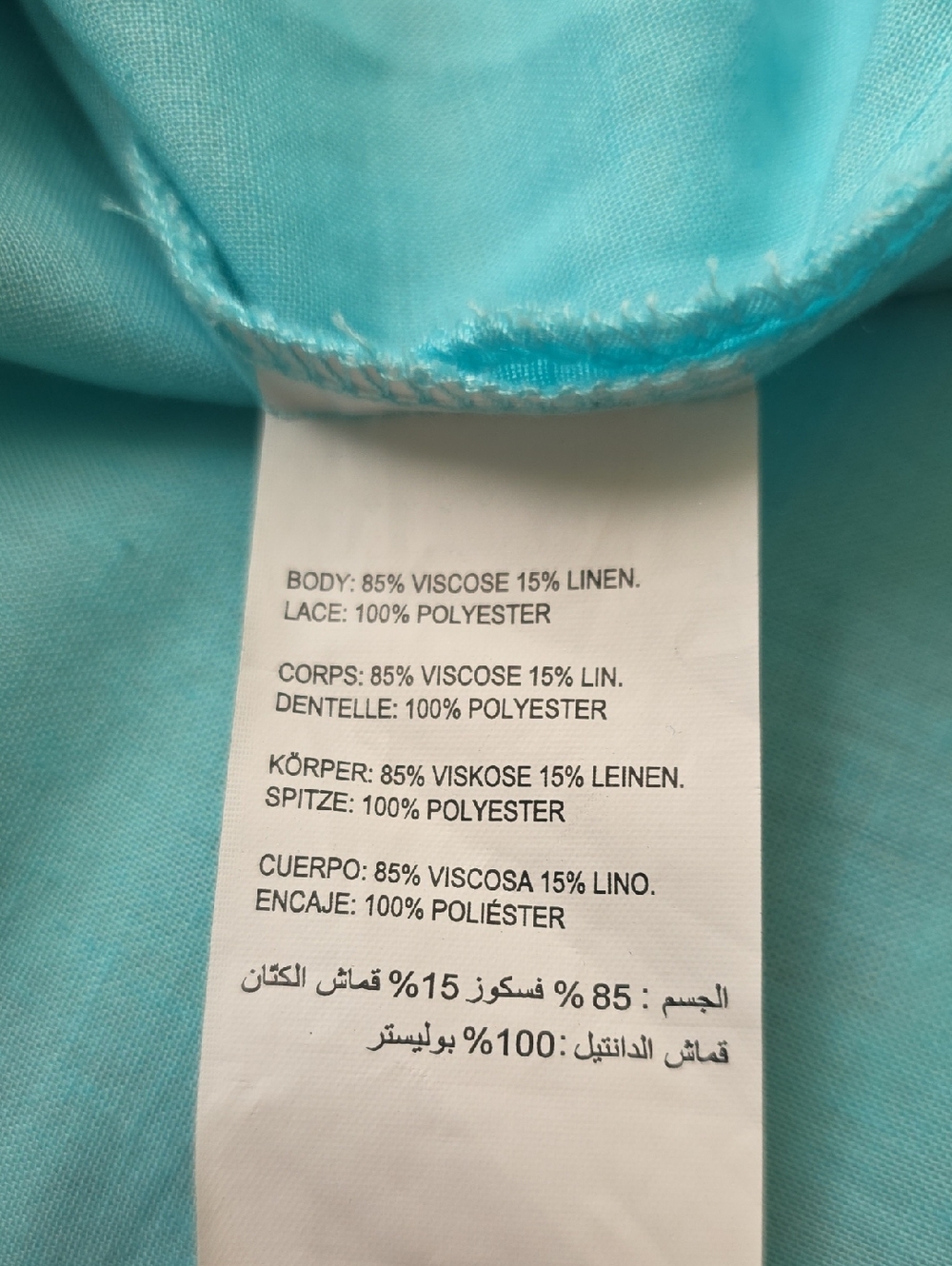 Addition Elle Womens Plus Size Linen Blend Turquoise Sleeveless Blouse - Picture 6 of 7